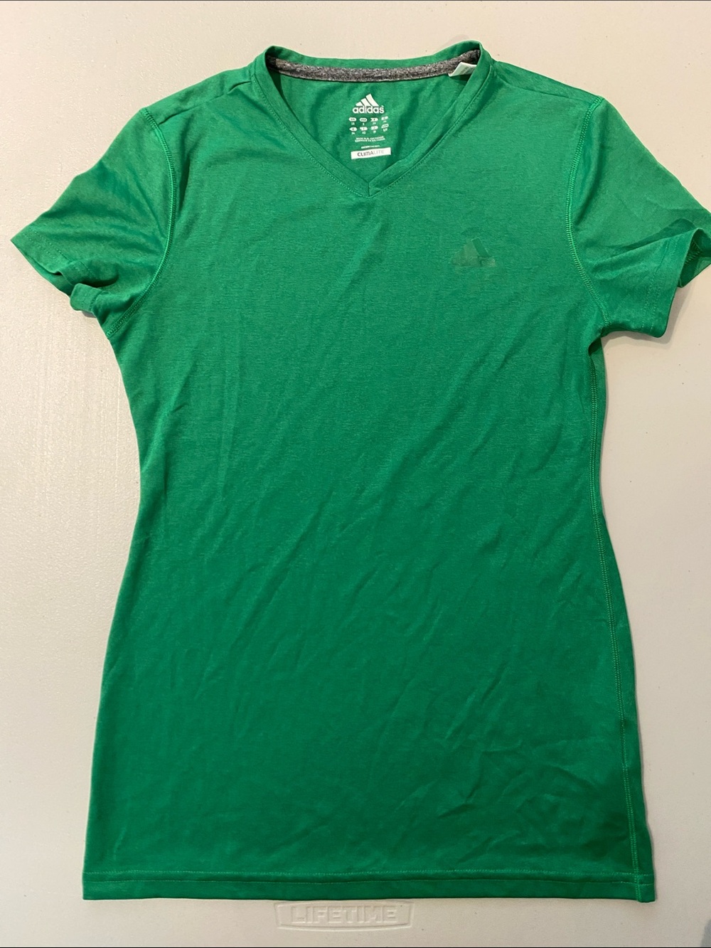 ADIDAS Green V-neck Athletic Tee | Size S